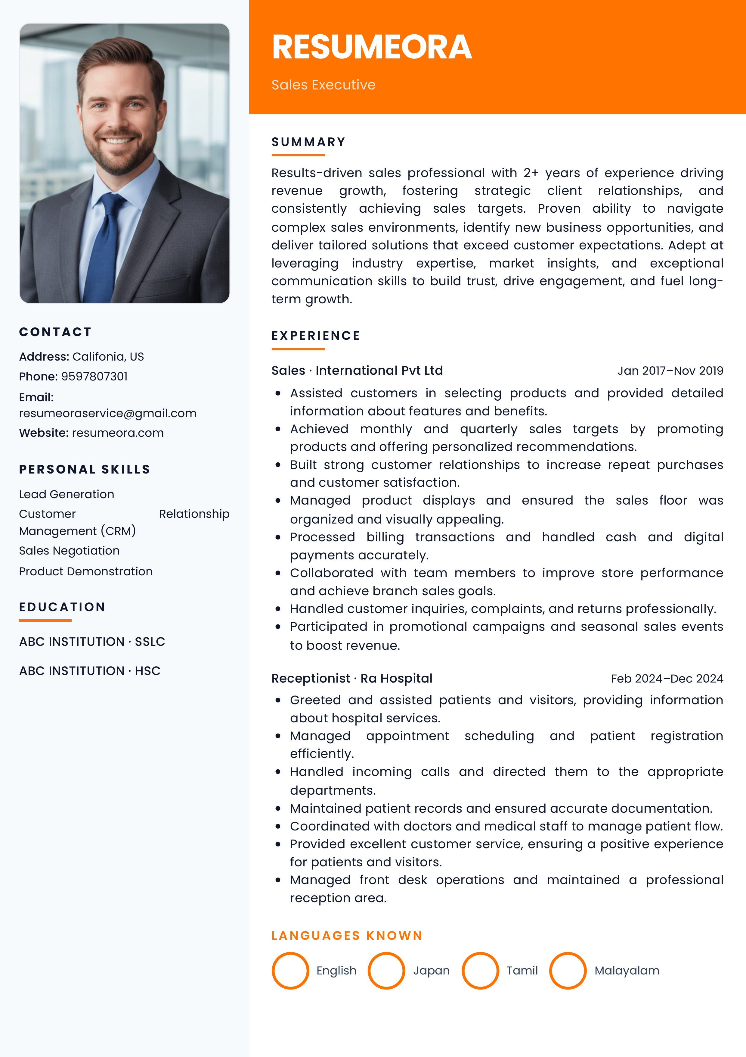 Coral Profile resume template — Resumeora