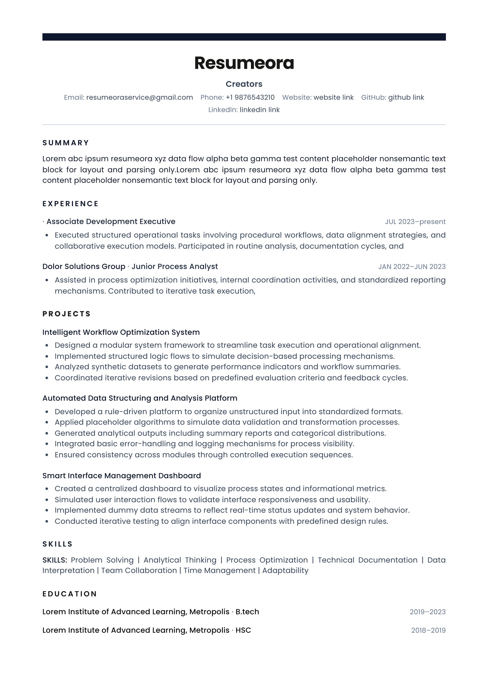 Modern Career resume template — Resumeora