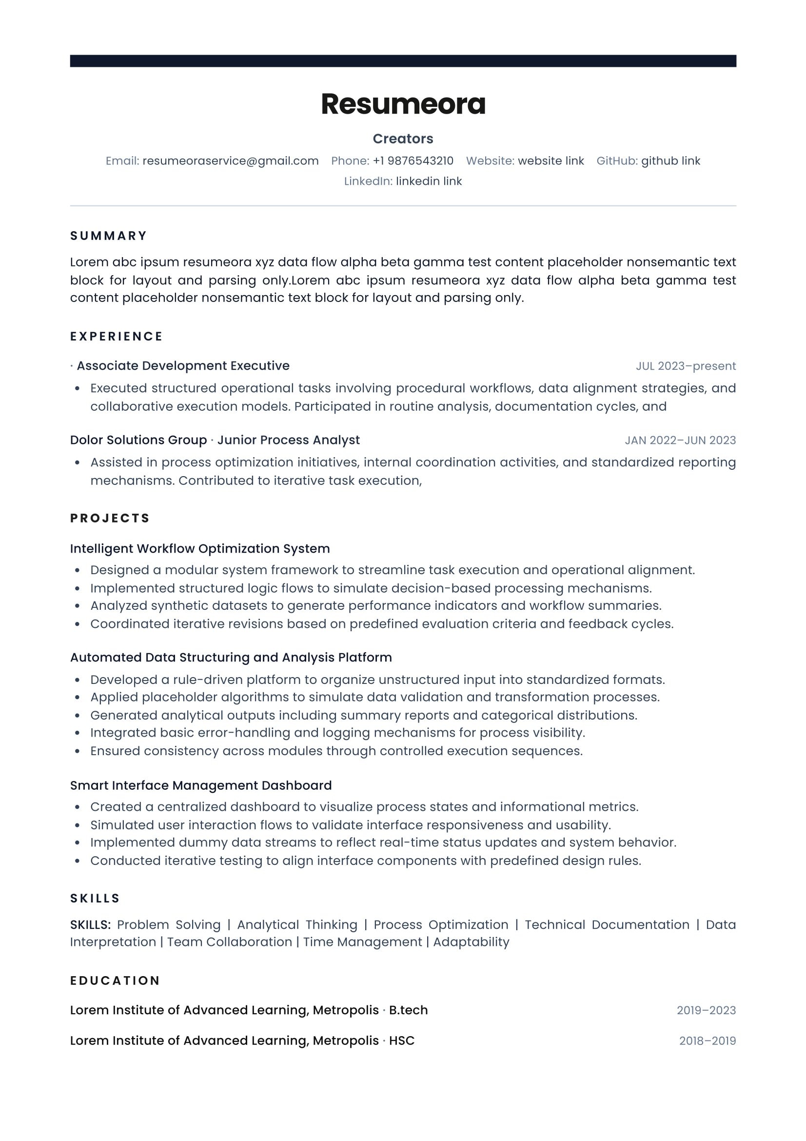 Modern Career — Resumeora resume template
