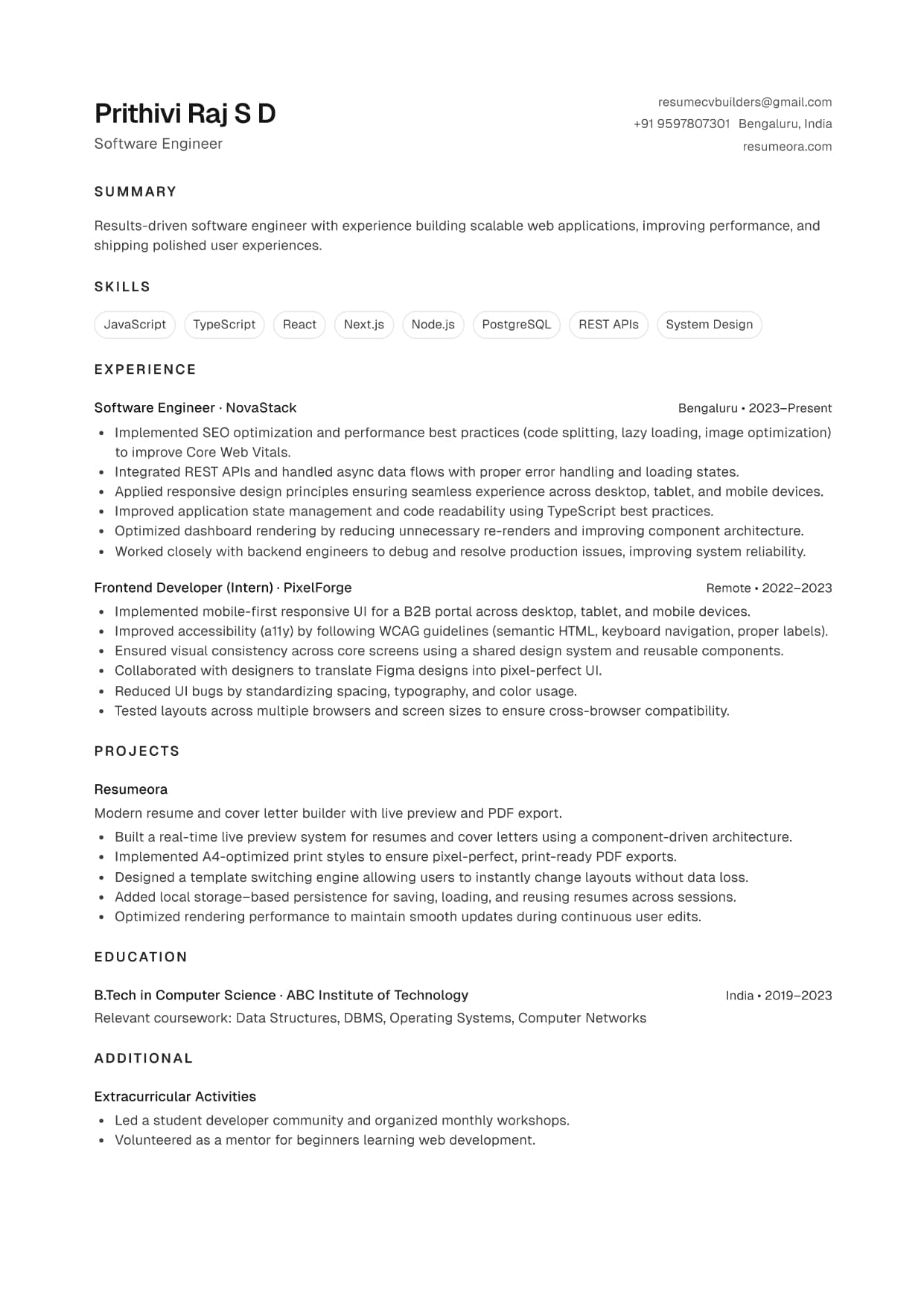 Modern Pro Resume Template Preview